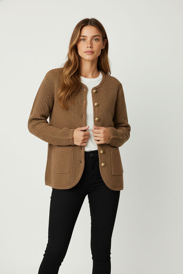 Cardigan Indian Toualia Taupe