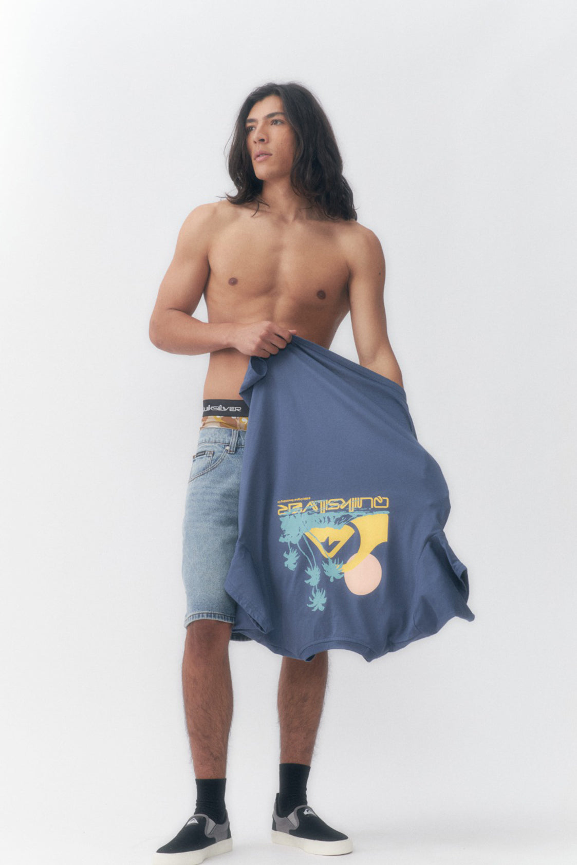 Remera Quiksilver Palm Lines (Azul)